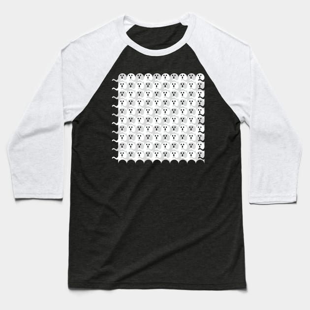 Ghost Tessellation Pattern (Gray and White) Baseball T-Shirt by inotyler